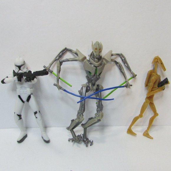 lot Star Wars figures Vader Fett Greivous Jar Jar Yoda C3 R2 Wicket Chewy droids - Picture 2 of 12